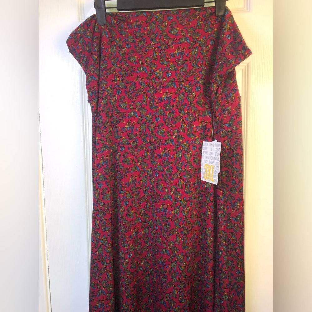 LuLaRoe Red Floral Maxi Skirt - Picture 6 of 12
